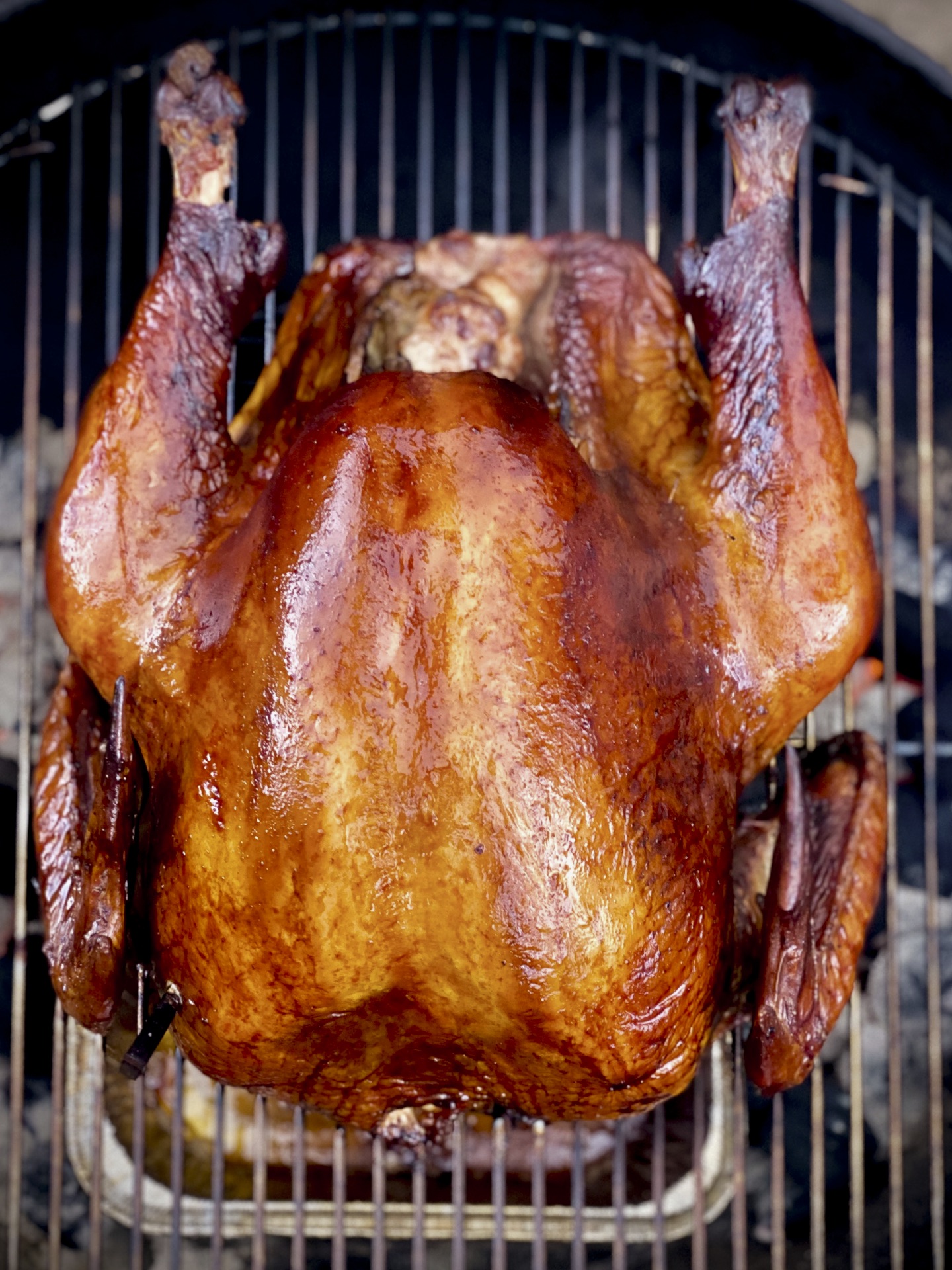 Brined Grilled Turkey with Maple Bourbon Glaze