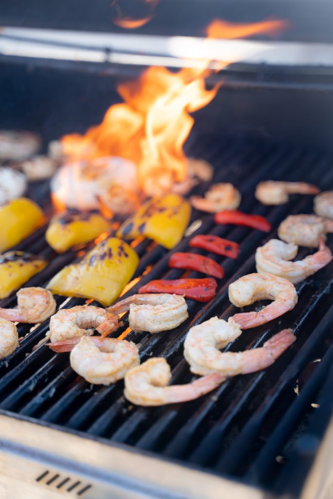 Grilled Shrimp and Halloumi Pitas