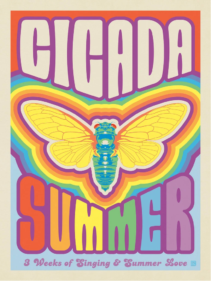 summer poster, summer of love, cicada