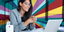 woman, blazer, virtual presentation