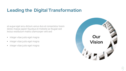 digital transformation, white space on slide, office building