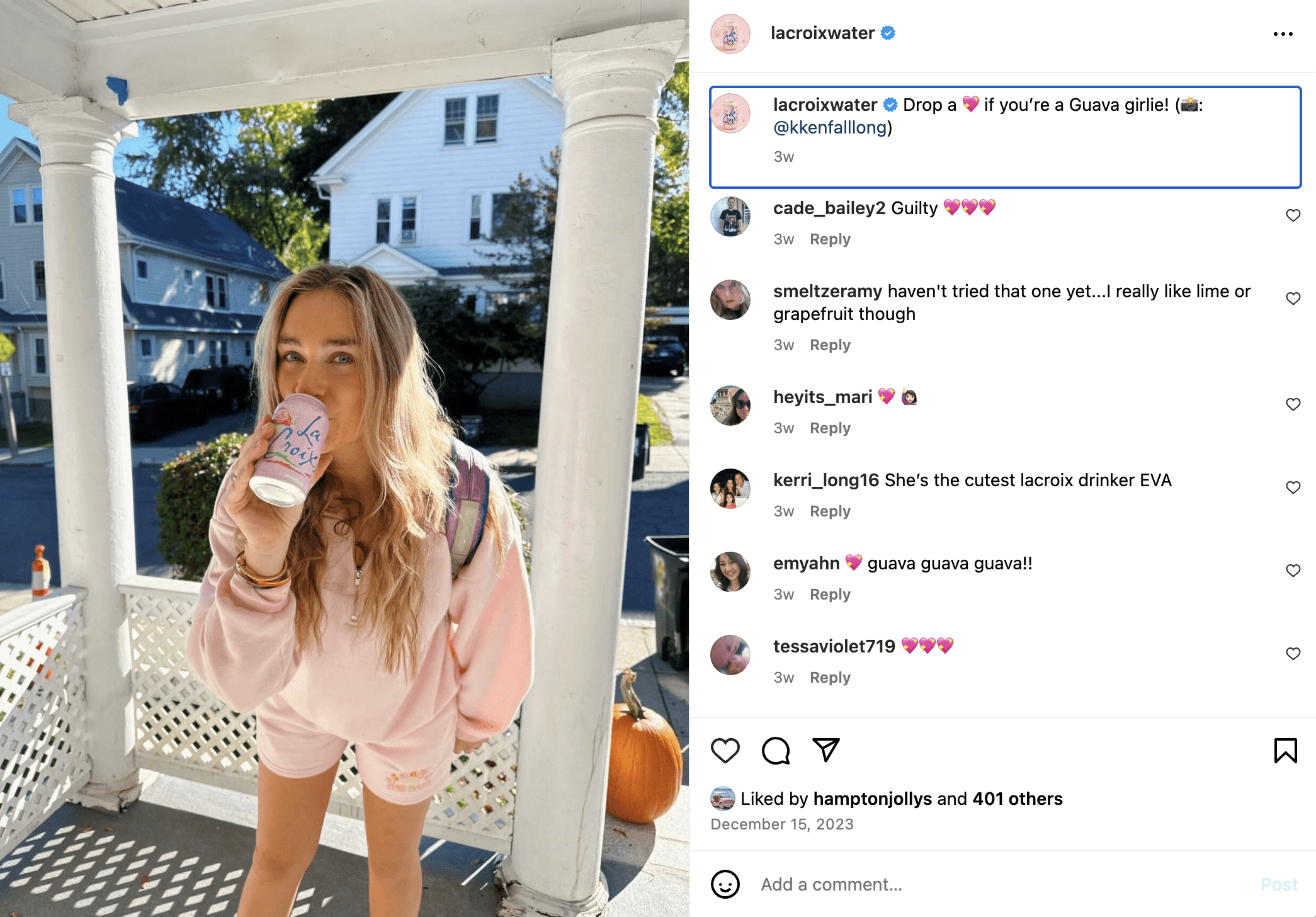 LaCroix peppers their feed with UGC to break up their highly-curated content with authenticity.
