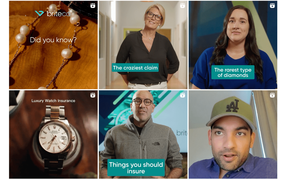 BriteCo has reels on their Instagram where the team behind the brand talks about their value proposition and fun anecdotes of real customer stories.