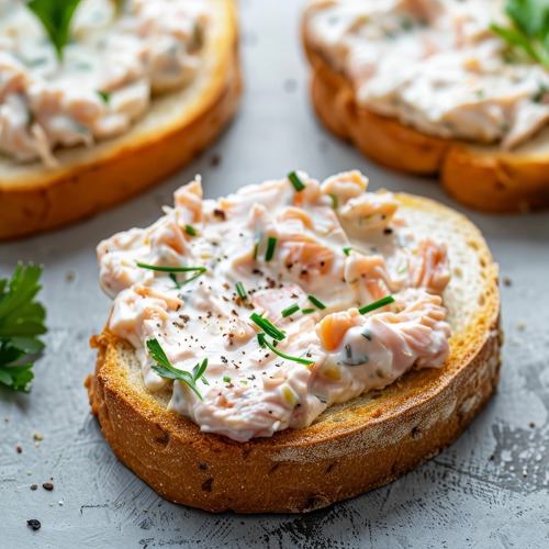Salmon rillettes: a creamy, chunky spread of fresh and smoked salmon with herbs.