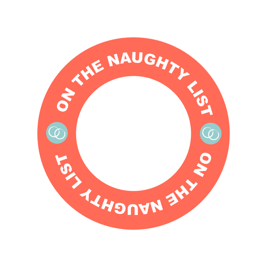 Ring rotating with "On the Naughty List" copy
