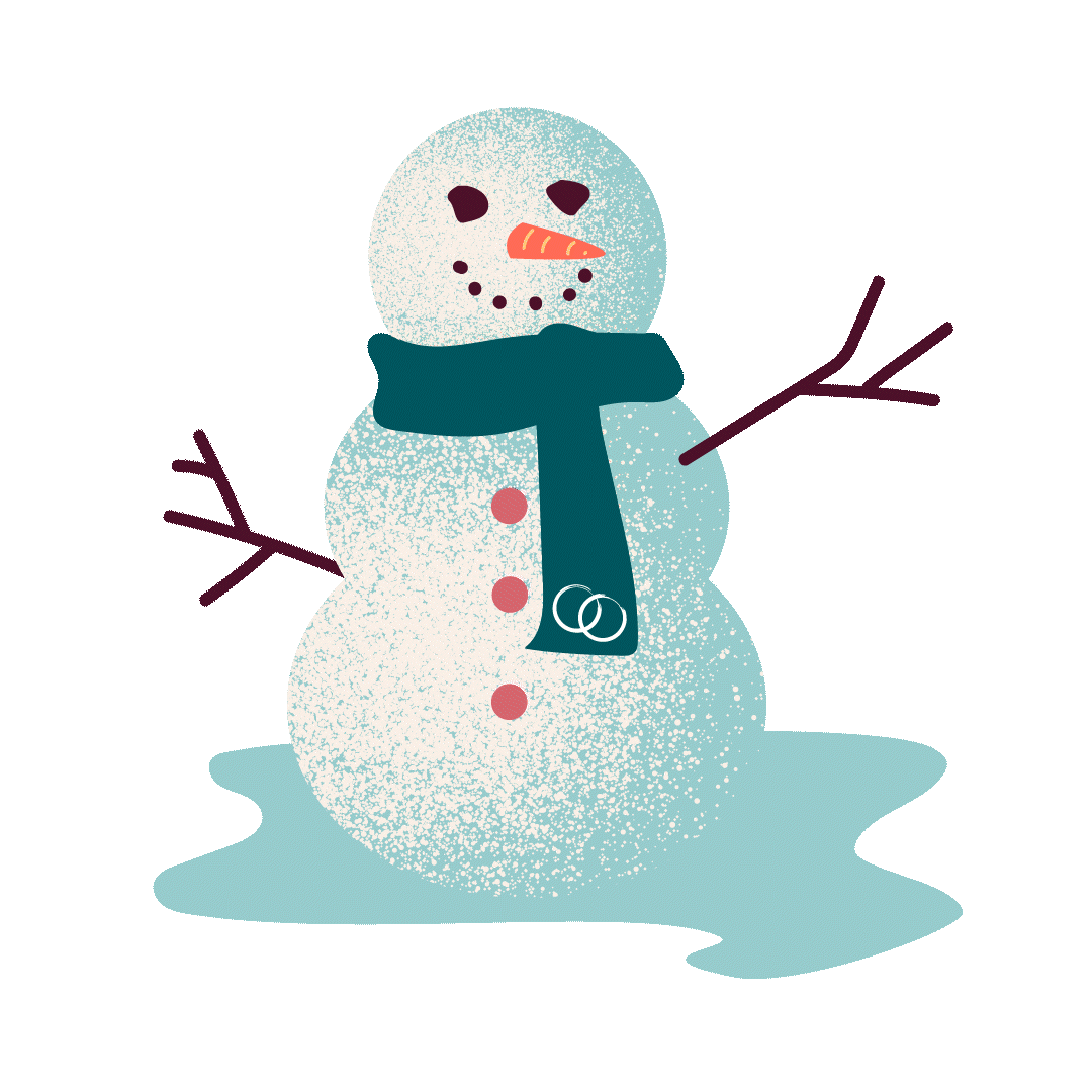 Snowman with head falling off onto ground