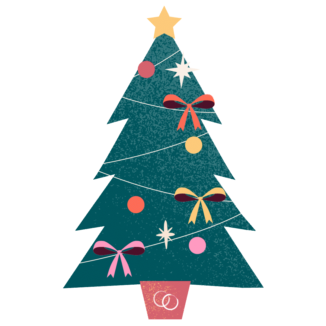Christmas tree decorated with raccoon popping out